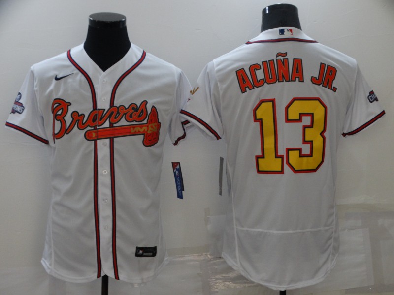 2021 Men Atlanta Braves #13 Acuna jr White Game MLB Jerseys->atlanta braves->MLB Jersey